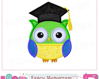 Graduation party applique embroidery design - Owl applique embroidery - School Student Graduation design - machine embroidery.