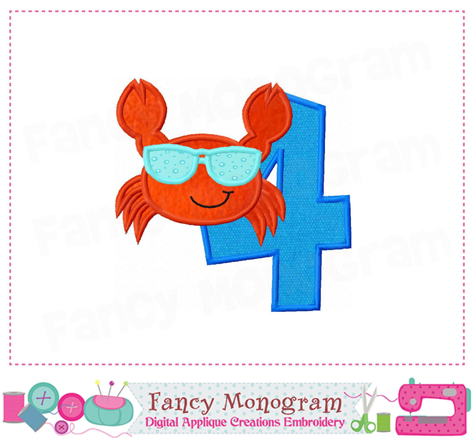 Crab Numbers applique Summer Numbers embroidery Crab Etsy