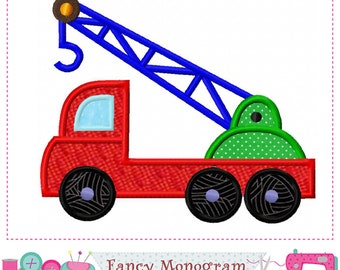 Construction Crane Truck Applique - Machine Embroidery Digital Download -2271
