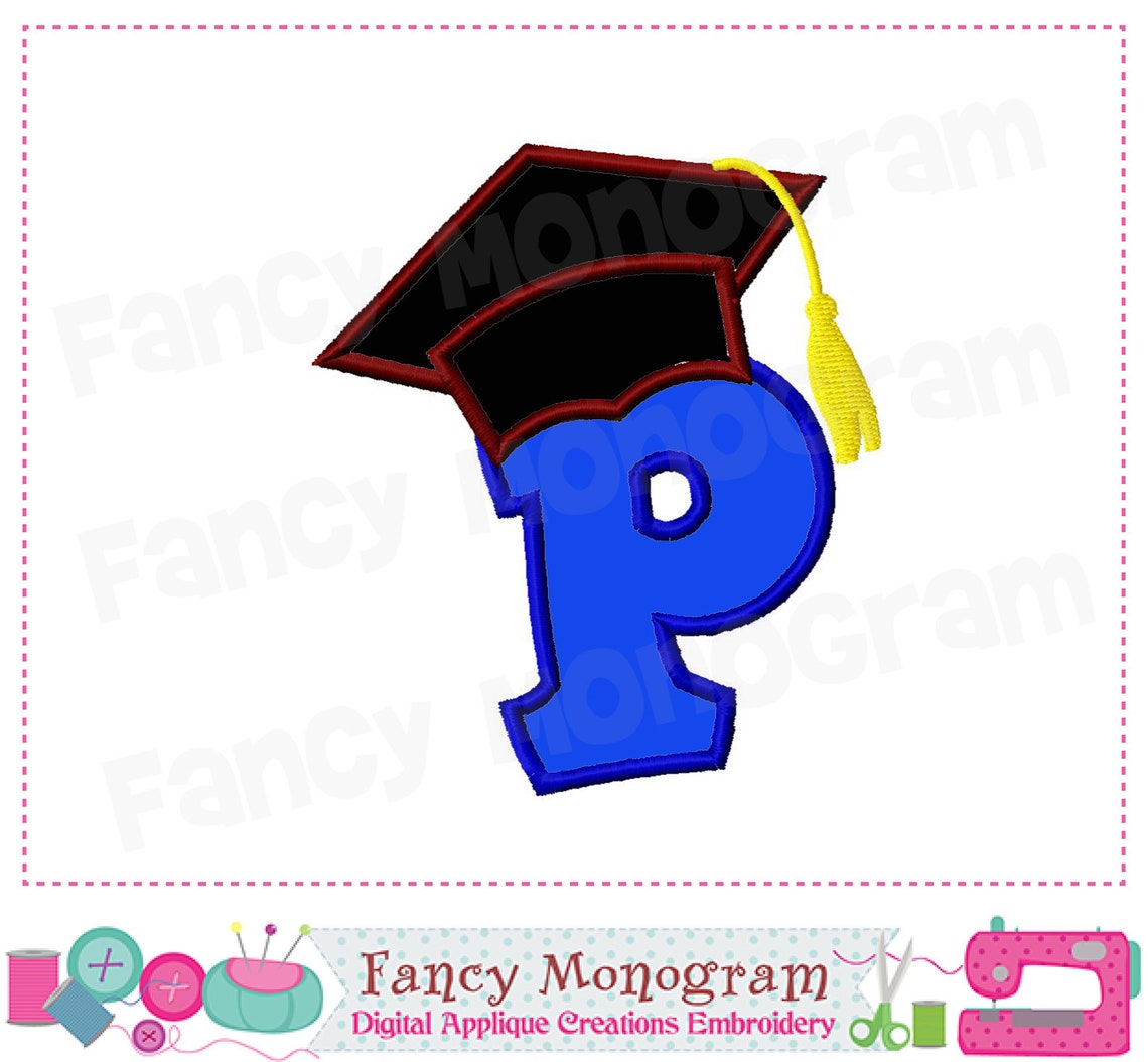 Graduation Cap Letters Applique Graduation Alphabet Etsy