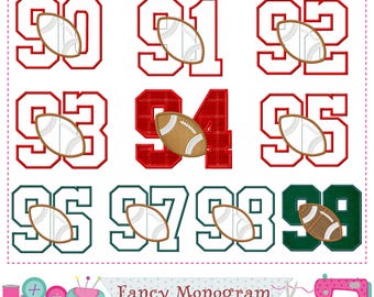 Football Numbers 90-99 Applique Embroidery - Super bowl shirt Pattern(Digital Download) 2512