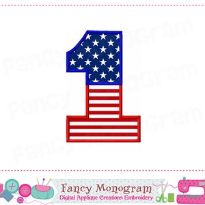 4th of July Numbers applique The Old Glory Patriotic applique 4th of July applique Birthday Numbers Independence Day image 2