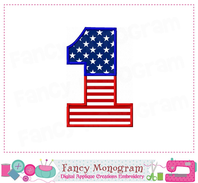 4th of July Numbers applique The Old Glory Patriotic applique 4th of July applique Birthday Numbers Independence Day image 2