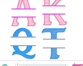 Split Font Applique Monogram - Custom Alphabet Embroidery Design 1832