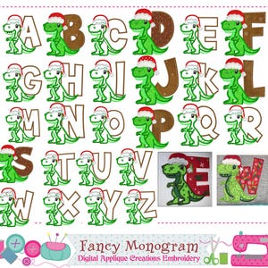 Santa Letters Monogram Alphabet - T-rex Applique Machine Embroidery ...