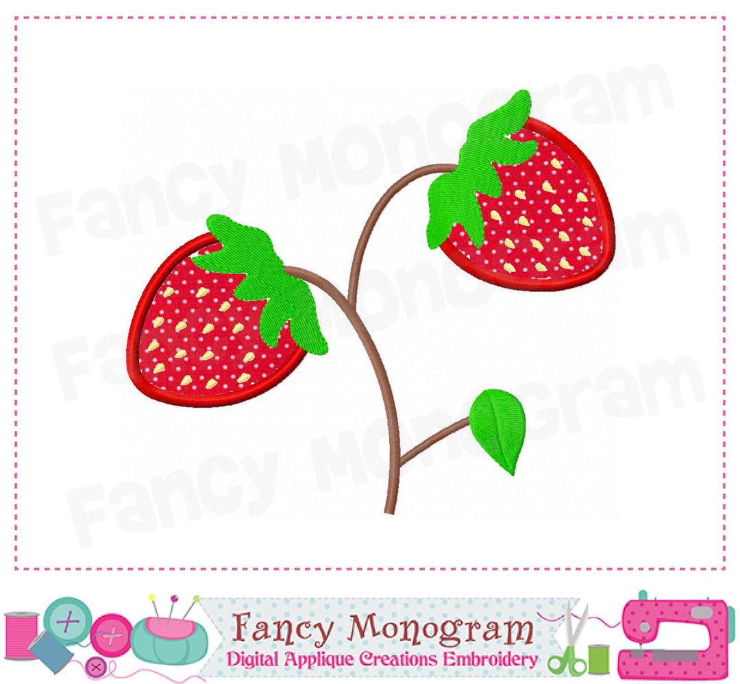 Sweet Strawberry Applique Machine Embroidery Pattern -257SL - Etsy