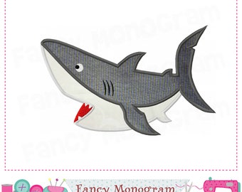 Shark Beach Applique Machine Embroidery Design - Ocean Wildlife Sewing Pattern -1854