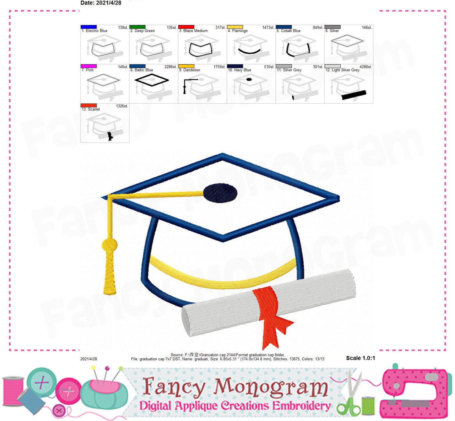 Graduation Cap Applique School Applique Graduation Cap Etsy