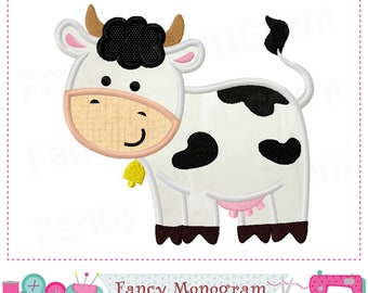 Farm Theme Cow Applique Design for Embroidery Machines - Dairy Cattle Patch -1923