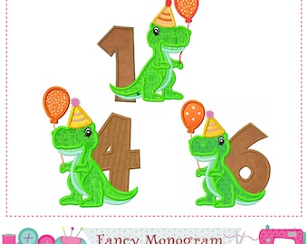 Dinosaur T-Rex Numbers Machine Embroidery Applique Design (Digital Download) 250DT