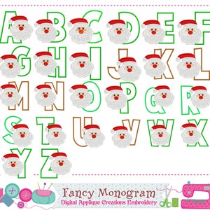 Aplique de alfabeto navideño - Patrón de bordado de letras de Papá Noel - Diseño de ropa - 21105