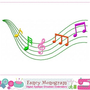 Musical Notation Machine Embroidery Design - Music Lover Embroidery Pattern - INSTANT DOWNLOAD