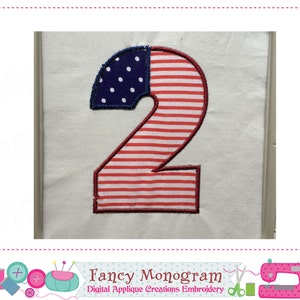 4th of July Numbers applique The Old Glory Patriotic applique 4th of July applique Birthday Numbers Independence Day image 3