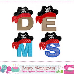 Pirate Applique Embroidery Fonts - Beach Monograms Alphabet Design -1510