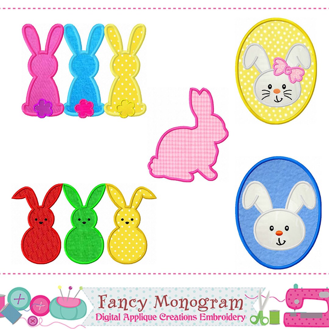 Easter Bunny Applique Design Set | Machine Embroidery Patterns -244N - Etsy