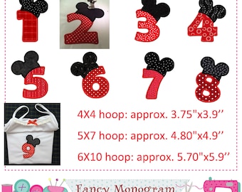 Mickey Numbers applique - Birthday numbers embroidery - Mickey applique - Birthday embroidery - Mickey applique - Mickey embroidery -1533