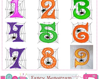 Halloween Numbers applique - Spider Numbers embroidery - Halloween Numbers design - Spider web embroidery - Halloween embroidery -1592