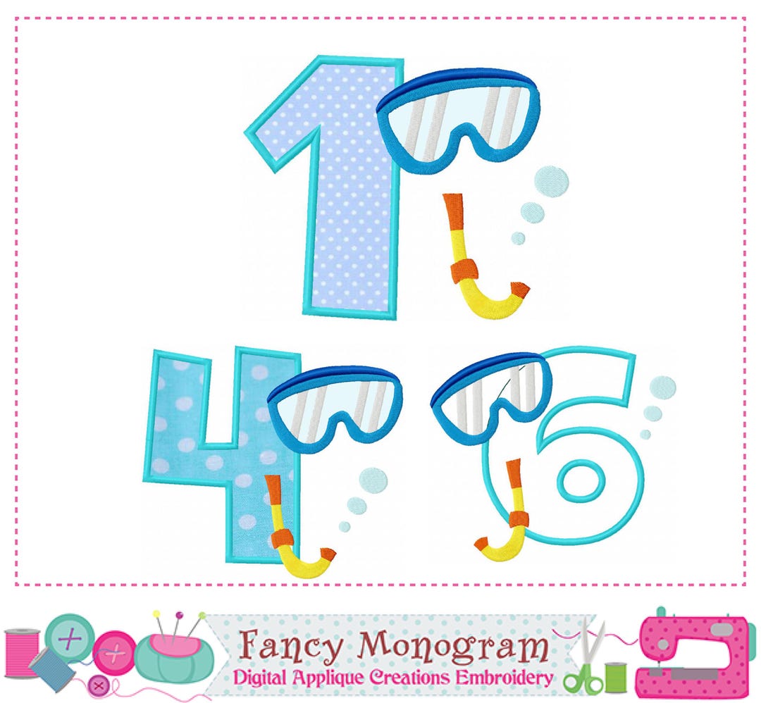 Dive Numbers DIVE Design Numbers Applique Embroidery for Kids -2377 - Etsy