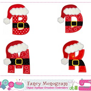 Appliqué kerstlettertypen | Monogram alfabet kerstman letters borduurontwerp -1412