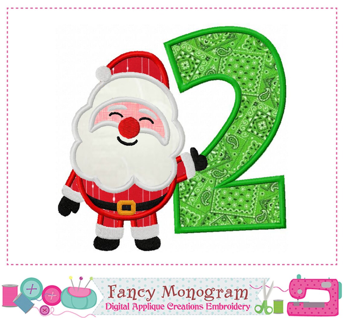 Santa Numbers bordado números de Navidad applique diseño Etsy