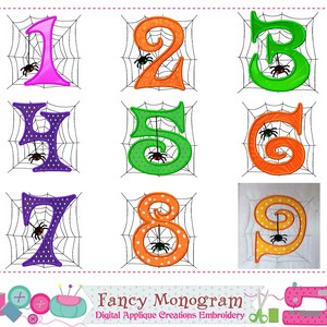 Halloween-Zahlen-Applikation – Spinnennetz-Stickerei – 1592 Bild 2