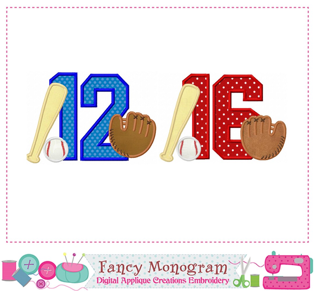 Baseball Number Applique Embroidery Design: Sports Jersey Pattern ...