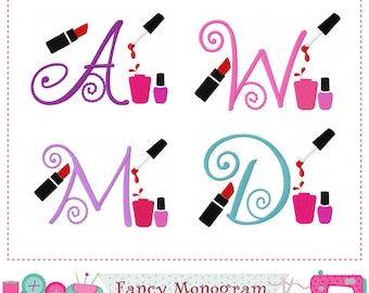 Make Up Inspirierte Alphabet Applikation - Stickerei Monogramm Buchstaben - Shirt Kleidung Design -2377