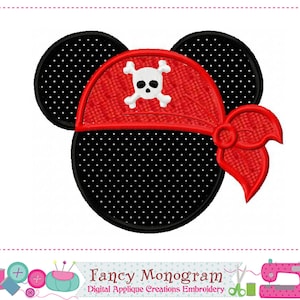 海賊ミッキーマウス機械刺繍アップリケデザイン - ビーチシャツデザイン - 即時ダウンロード - 234P