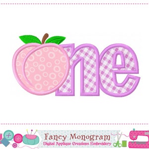 ONE Applique Peach Embroidery Design for First Birthday(Instant Download) 245O
