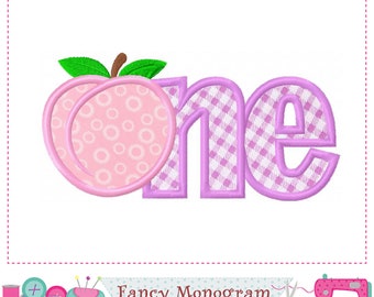 ONE Applique Peach Embroidery Design for First Birthday(Instant Download) 245O