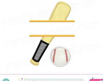 Split Baseball Applique Embroidery Design: Machine Embroidery Pattern 1836