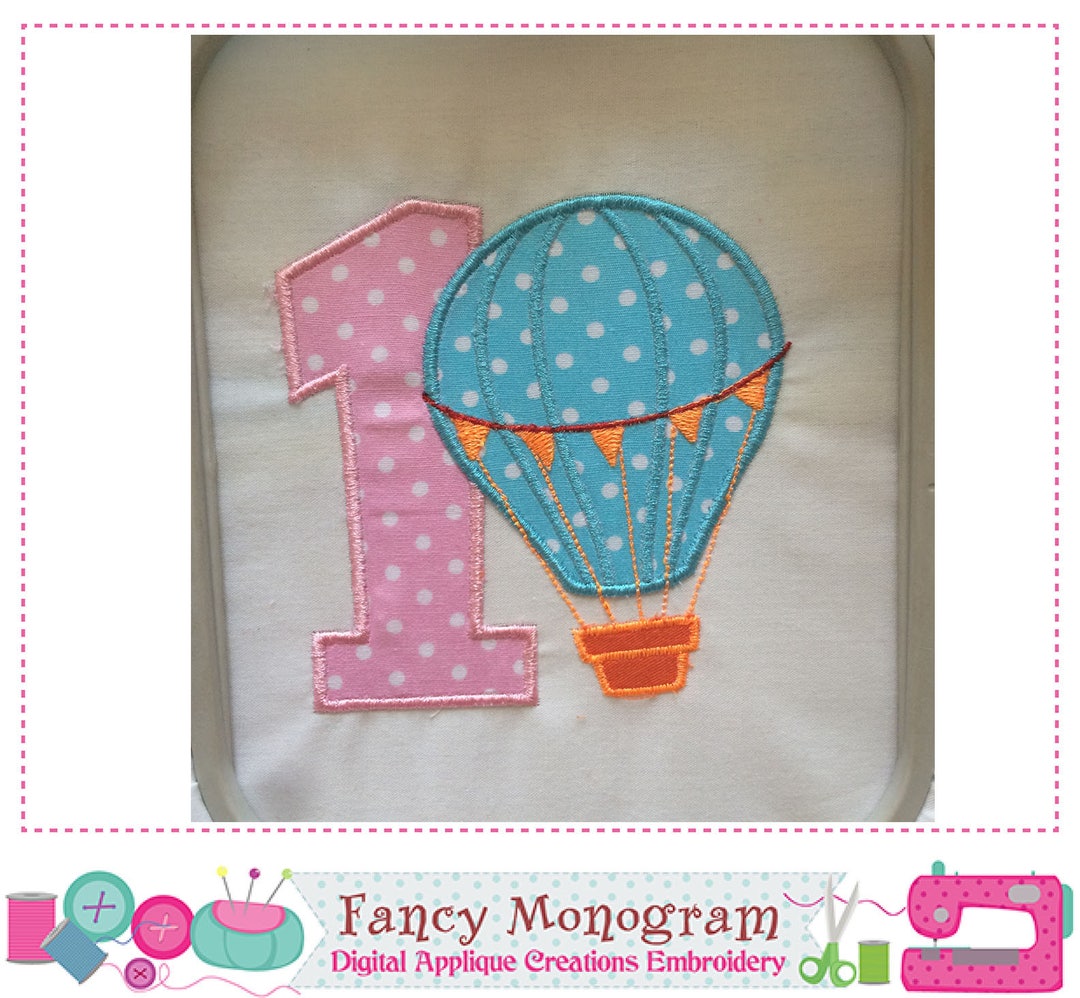 Hot Air Balloon Number 1 Applique My 1st Birthday Hot Air - Etsy