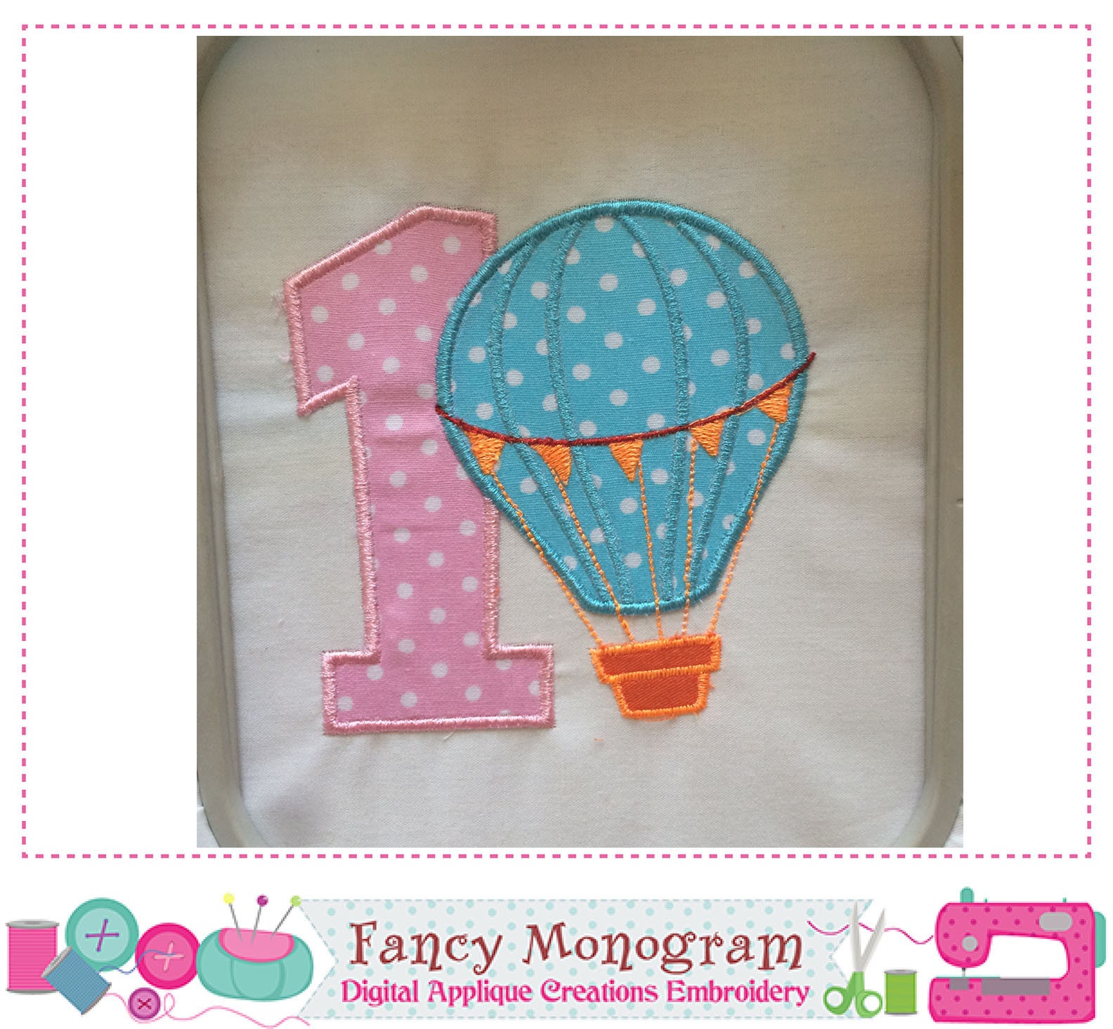 Hot Air Balloon Number 1 applique My 1st Birthday Hot Air Etsy
