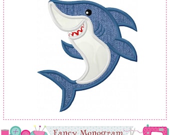 Shark Beach Applique Machine Embroidery Design - Ocean Sewing Pattern -2538