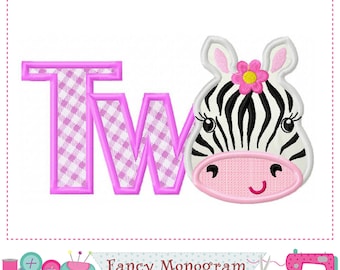 TWO Applique - Zebra Embroidery Design -246TZ
