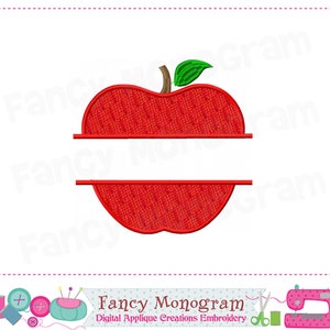 Split Apple Applique Machine Embroidery Design - Fun Back to School Patch - INSTANT DOWNLOAD-1776