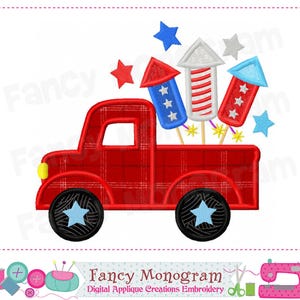 Car Fireworks Independence Day Embroidery Design - 4th July design 2552