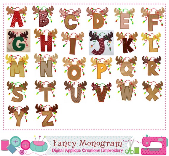 Reindeer Letters appliqueChristmas Monograms Etsy