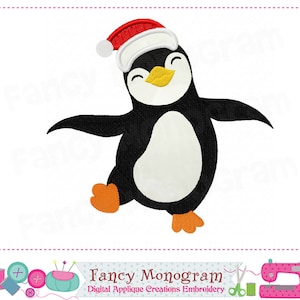 Christmas Penguin Santa Applique Machine Embroidery Design -2112