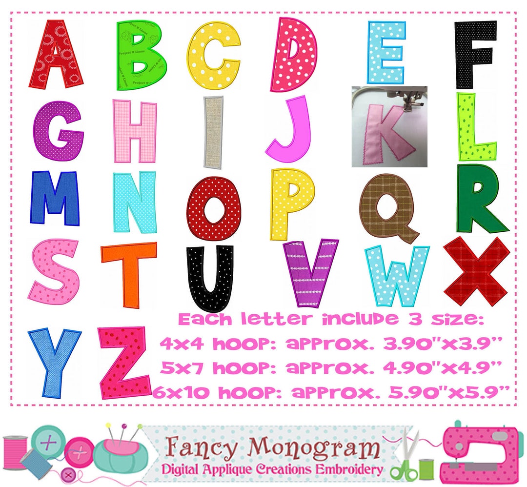 Alphabet Embroidery-alphabet Applique-font Applique-font in 3 - Etsy