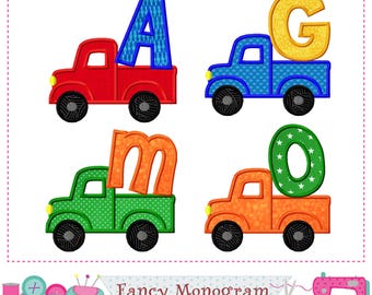 Truck Applique Font: Alphabet Personalized Embroidery Designs (Digital Download) 1538