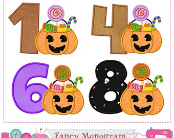 Trick or Treat Number Applique Design - Halloween Ghost Machine Embroidery -258TT