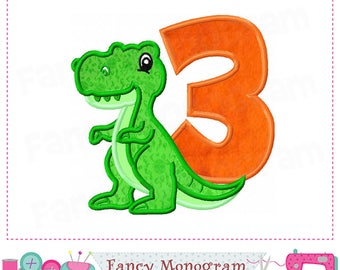 T-rex Number 3 Applique My 3rd Birthday Dinosaur Applique - Etsy T-rex Number 3 Applique My 3rd Birthday Dinosaur Applique - Etsy