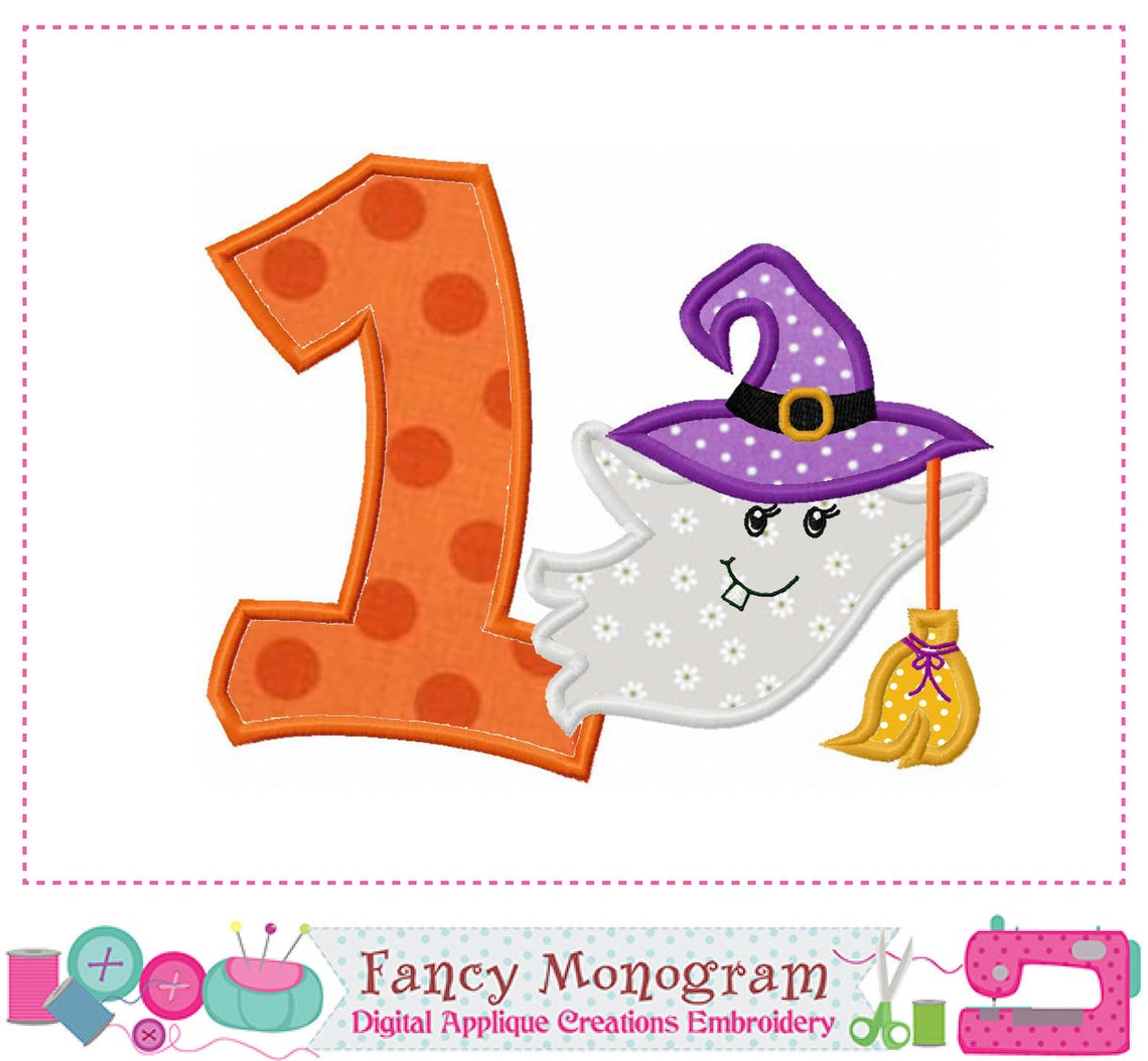 Witch Ghost Numbers Applique Halloween Numbers Embroidery Etsy