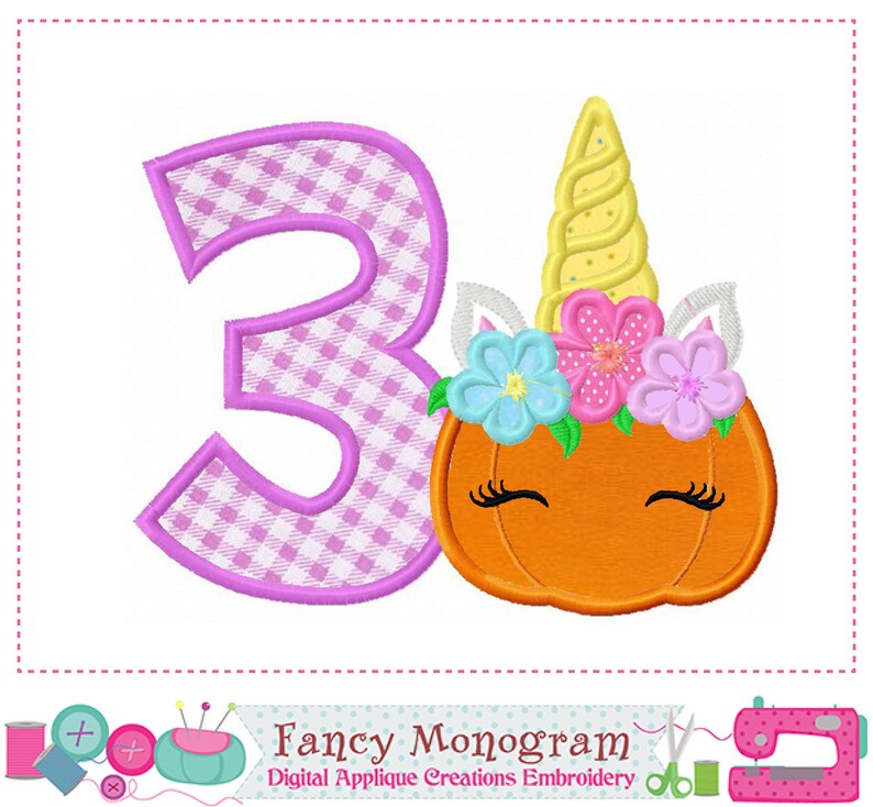 pumpkin unicorn numbers design thanksgiving numbers applique etsy