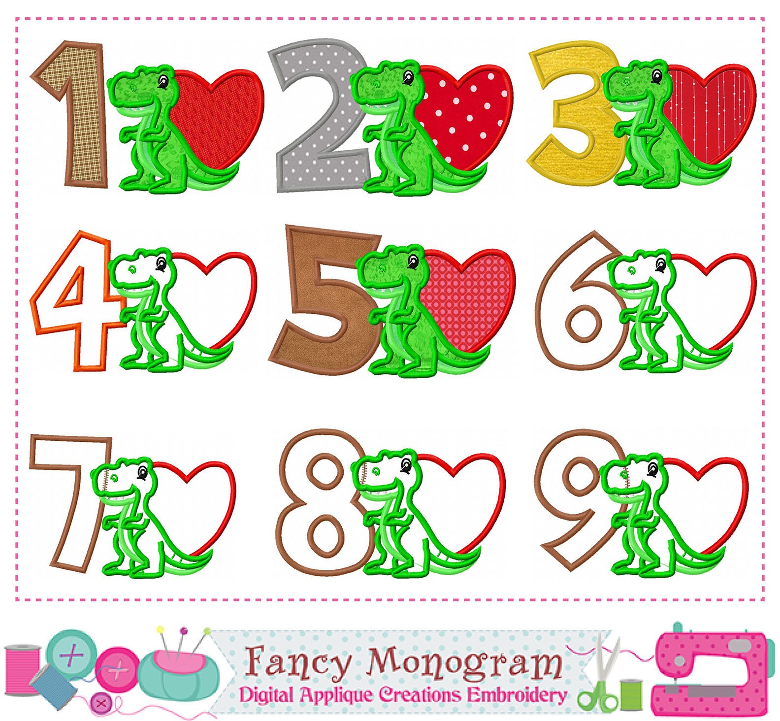 Trex Numbers Design Dinosaur Numbers Applique Design Etsy Australia