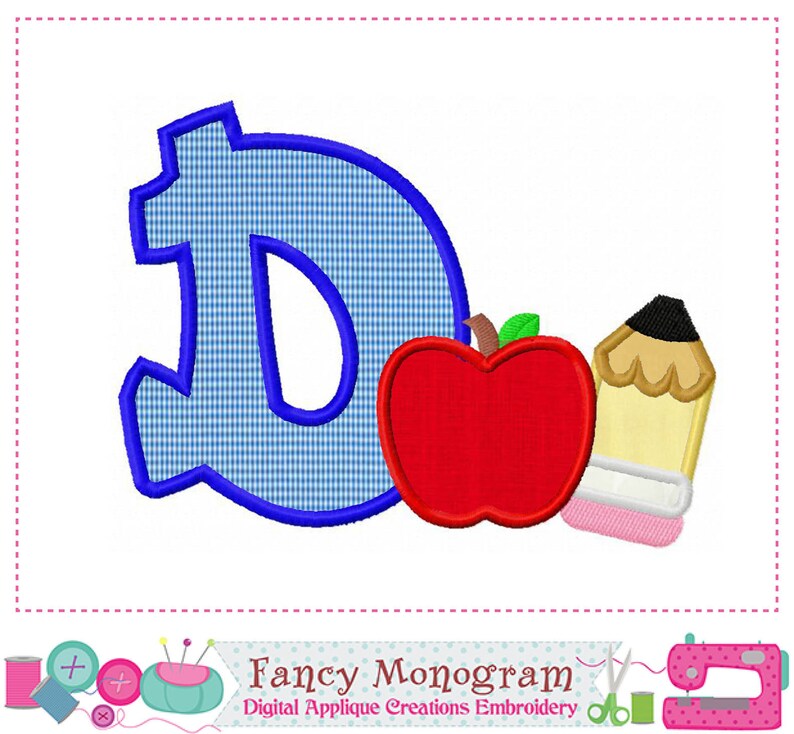 Apple Monograms Embroidery Font - Back to School Alphabet Applique ...