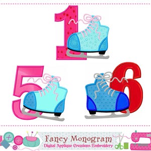 Números de patines de hielo para bordar - Diseño personalizado de bordado de cumpleaños 1513