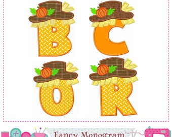 Scarecrow Machine Embroidery Fonts - Autumn Alphabet letters Monograms -1610