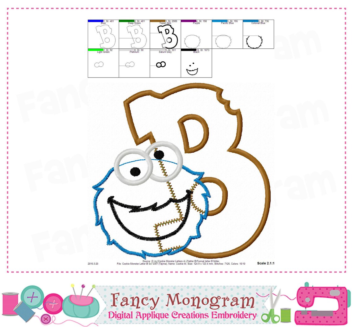 Cookie Monster Alphabet Stickerei Cookie Monster Monogramme - Etsy.de